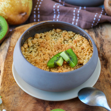 Crumble kiwi pomme poire carre