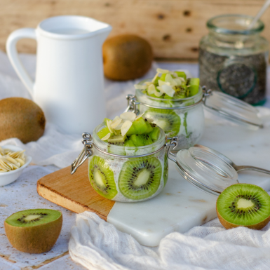 chia pudding lait d'amande kiwi