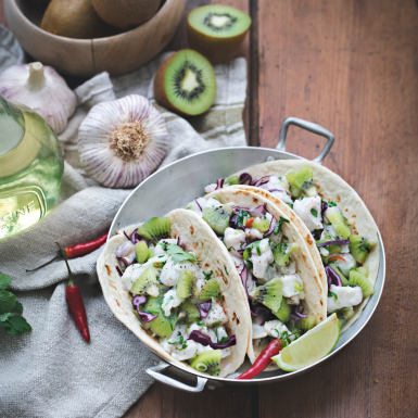 Tacos de ceviche au kiwi