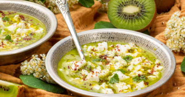 Gaspacho kiwi feta menthe card