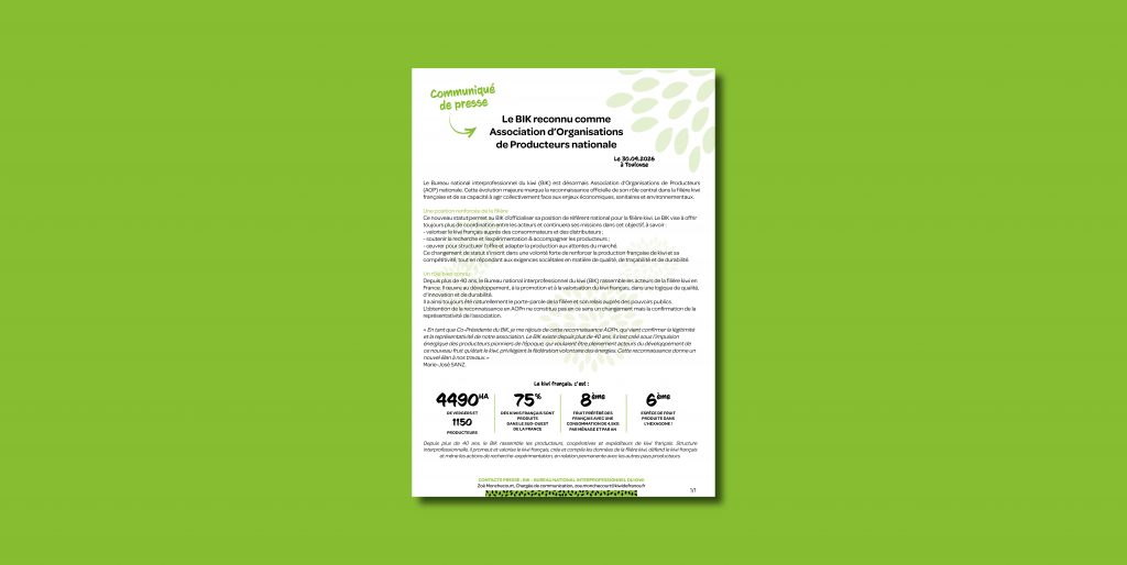 Communiqué de presse du BIK qui devient une Association d'Organisations de Producteurs nationale